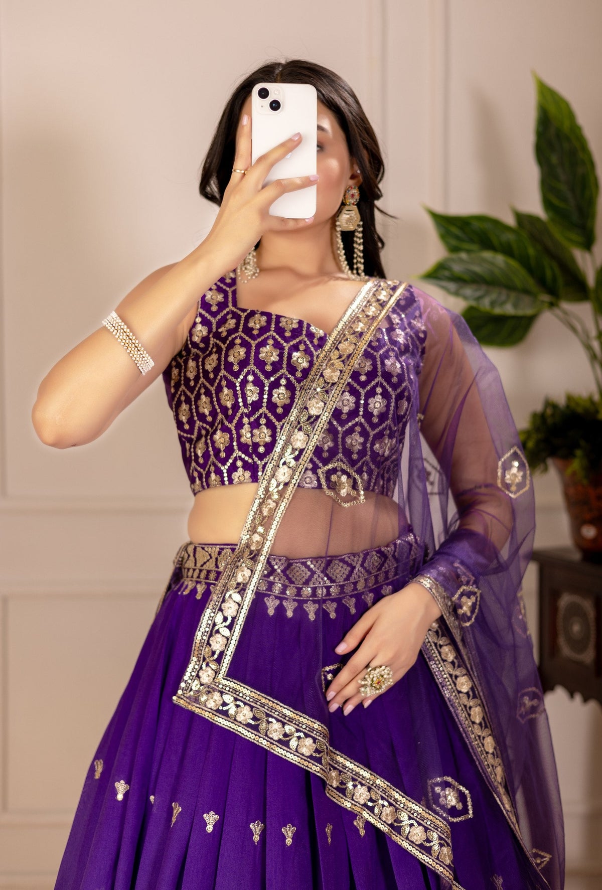 DEIANA'S Heavy Embroidery With Thread Work Lehenga Choli - Purple | Grocsy