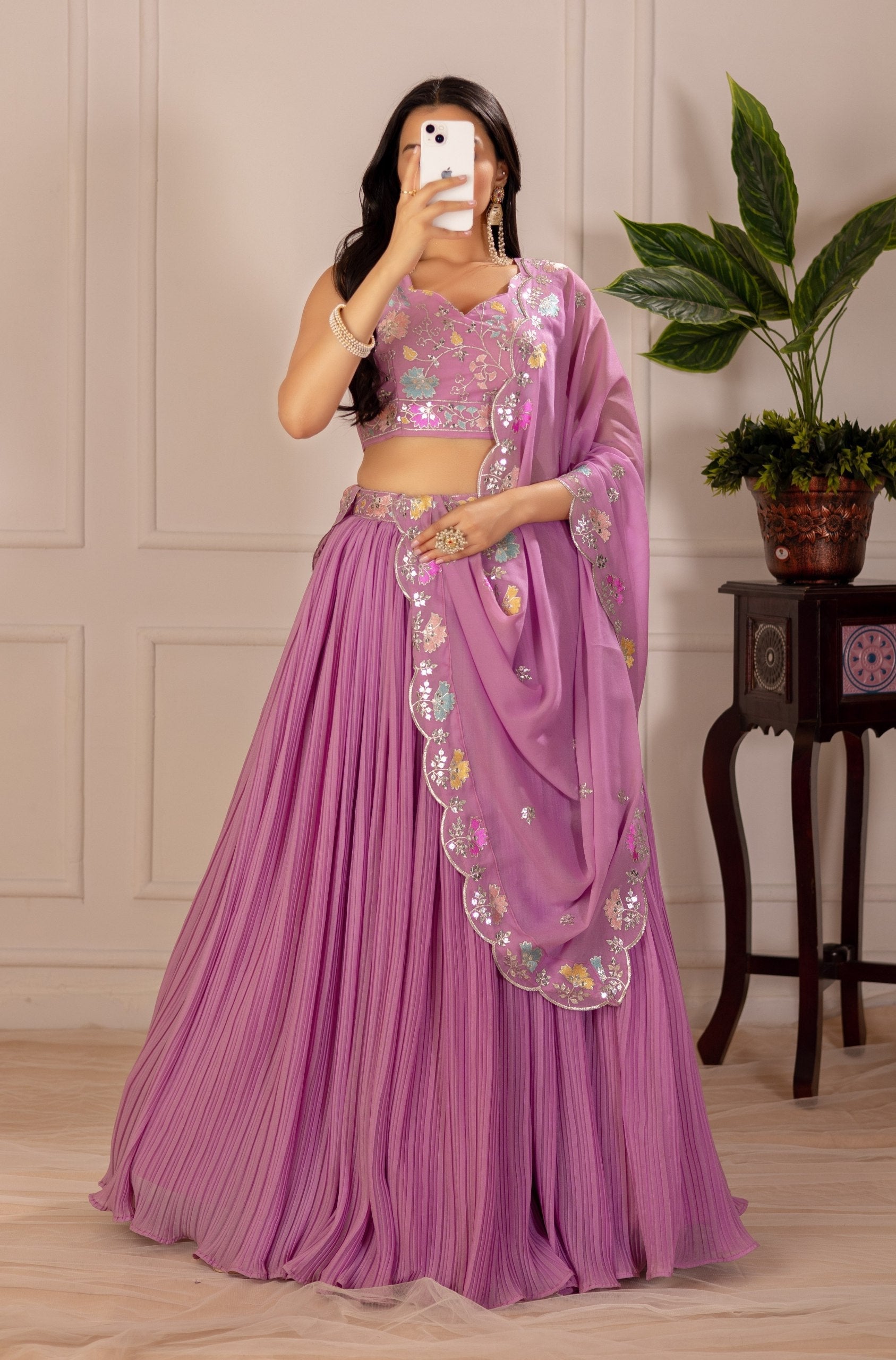 DEIANA'S Heavy Plain with crease work Lehenga Choli - Pink | Grocsy