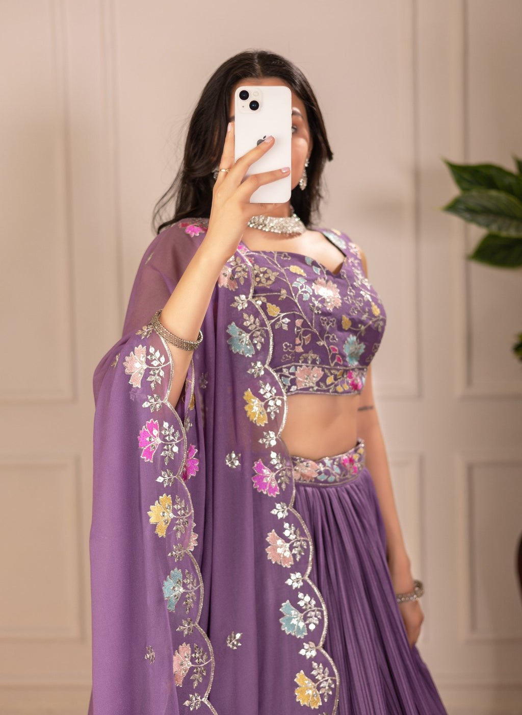 DEIANA'S Heavy Plain with crease work Lehenga Choli - Purple | Grocsy