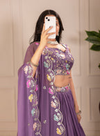 DEIANA'S Heavy Plain with crease work Lehenga Choli - Purple | Grocsy