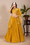 DEIANA'S Heavy Plain with crease work Lehenga Choli - Yellow | Grocsy