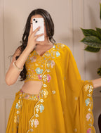 DEIANA'S Heavy Plain with crease work Lehenga Choli - Yellow | Grocsy
