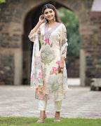 Lorenvalley Black Georgette Printed with Embroidery Work Kurta Set | Grocsy