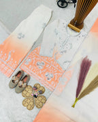 Evanik Peach Designer Party Wear Heavy Natural Crepe Kids Top Palazzo & Dupatta Set | Grocsy