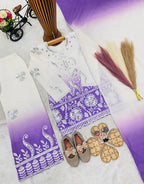 Evanik Purple Designer Party Wear Heavy Natural Crepe Kids Top Palazzo & Dupatta Set | Grocsy
