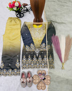 Evanik Kids Multicolor Heavy Silk Embroidered Work Salwar Suit | Grocsy