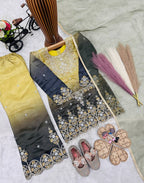 Evanik Kids Multicolor Heavy Silk Embroidered Work Salwar Suit | Grocsy