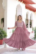 Evanik Women Faux Blooming With Beads Embroidery Work Gown Dupatta Collection | Grocsy