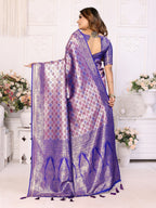 Anaita Lavender Banarasi Chaturi Silk With Weaving Saree With Blouse | Grocsy