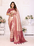 Anaita Off White Banarasi Chaturi Silk With Weaving Saree With Blouse | Grocsy