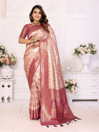 Anaita Off White Banarasi Chaturi Silk With Weaving Saree With Blouse | Grocsy