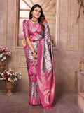 Anaita Rani Pink Banarasi Chaturi Silk With Weaving Saree With Blouse | Grocsy