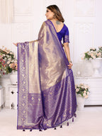 Anaita Lavender Tissue Silk With Butti Weaving Saree With Blouse | Grocsy