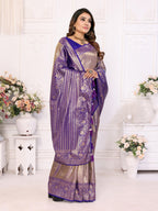 Anaita Lavender Tissue Silk With Butti Weaving Saree With Blouse | Grocsy