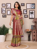 Anaita Green Tissue Silk With Jaal Weaving Saree With Blouse | Grocsy