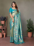 Anaita Blue Tissue Silk With Paithani Woven Saree With Blouse | Grocsy