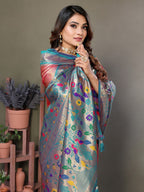 Anaita Light Pink Tissue Silk With Paithani Woven Saree With Blouse | Grocsy