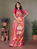 Anaita Orange Tissue Silk With Paithani Woven Saree With Blouse | Grocsy