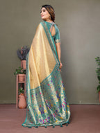 Anaita Cream Tissue Silk With Paithani Woven Saree With Blouse | Grocsy
