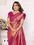 Anaita Purple Silk With Zari Weaving Saree With Blouse | Grocsy