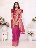 Anaita Purple Silk With Zari Weaving Saree With Blouse | Grocsy