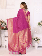 Anaita Purple Silk With Zari Weaving Saree With Blouse | Grocsy