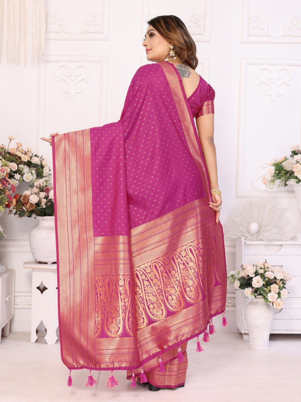 Anaita Purple Silk With Zari Weaving Saree With Blouse | Grocsy