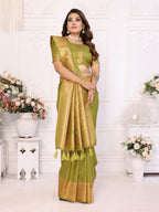 Anaita Green Silk With Zari Weaving Saree With Blouse | Grocsy