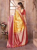 Anaita Yellow Tissue Silk With Weaving Saree With Blouse | Grocsy