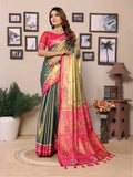Anaita Mehendi Tissue Silk With Weaving Saree With Blouse | Grocsy