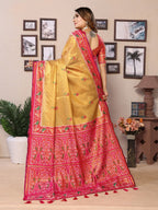 Anaita Golden Tissue Silk With Weaving Saree With Blouse | Grocsy