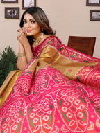 Anaita Golden Tissue Silk With Weaving Saree With Blouse | Grocsy