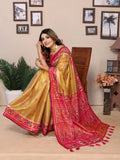 Anaita Golden Tissue Silk With Weaving Saree With Blouse | Grocsy