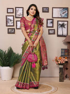 Anaita Green Tissue Silk With Weaving Saree With Blouse | Grocsy
