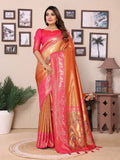 Anaita Orange Tissue Silk With Weaving Saree With Blouse | Grocsy