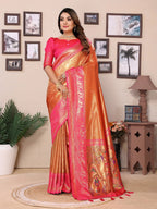 Anaita Orange Tissue Silk With Weaving Saree With Blouse | Grocsy