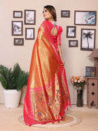 Anaita Orange Tissue Silk With Weaving Saree With Blouse | Grocsy