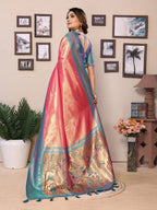 Anaita Light Red Tissue Silk With Weaving Saree With Blouse | Grocsy