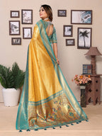 Anaita Dark Golden Tissue Silk With Weaving Saree With Blouse | Grocsy