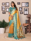 Anaita Dark Golden Tissue Silk With Weaving Saree With Blouse | Grocsy