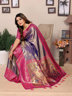 Anaita Light Blue Tissue Silk With Weaving Saree With Blouse | Grocsy