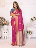 Anaita Rani Pink Silk Weaving Saree With Blouse | Grocsy