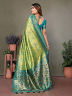 Anaita Green Tissue Silk With Weaving Saree With Blouse | Grocsy