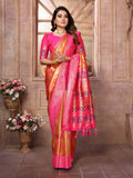 Anaita Dark Golden Tissue Silk With Weaving Saree With Blouse | Grocsy