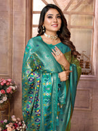 Anaita Green Tissue Silk With Weaving Saree With Blouse | Grocsy