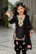 Evanik Black Designer Party Wear Heavy Natural Crep Kids Patiala Set | Grocsy