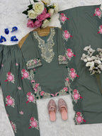 Evanik Grey Designer Party Wear Heavy Natural Crep Kids Patiala Set | Grocsy