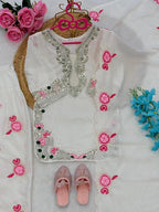 Evanik White Designer Party Wear Heavy Natural Crep Kids Patiala Set | Grocsy