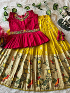 Evanik Red Soft Khadi Georgette With Beutifull Handwork Kids Lehenga Choli | Grocsy