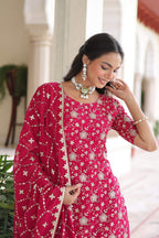 Joban Fashion Pink Readymade Kurta Set With Sequence embroidery Work | Grocsy